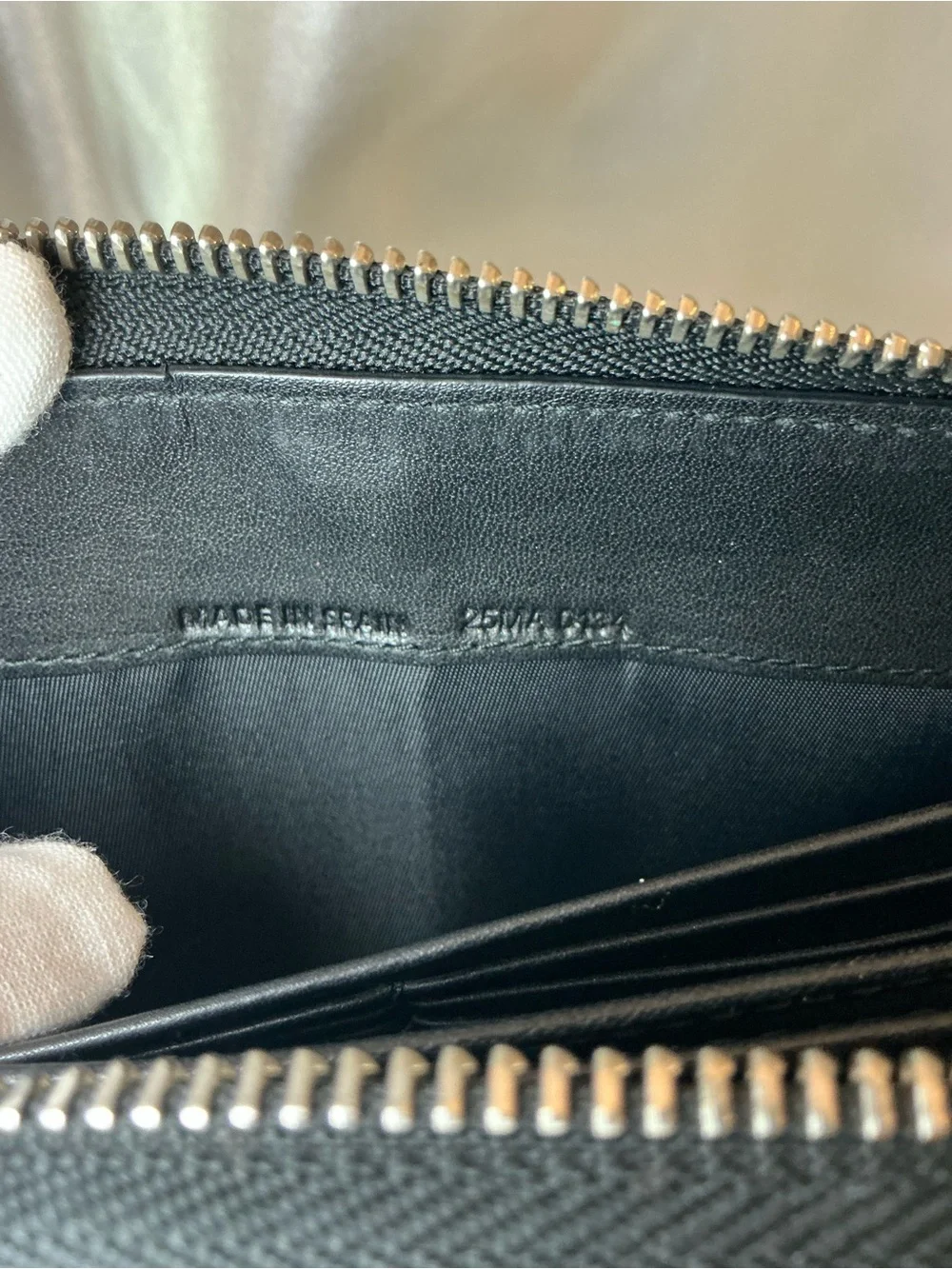 Dior Black Patent Quilted Zip-Around Wallet